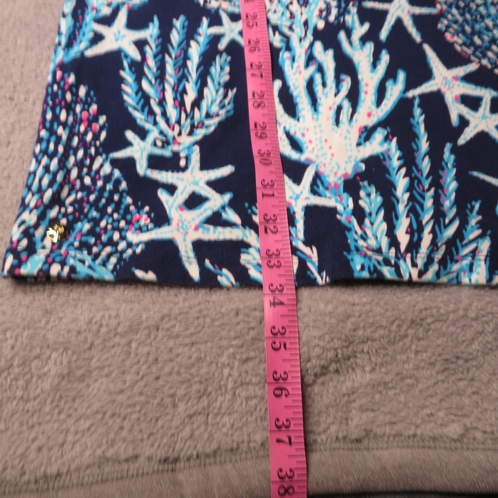 Lilly Pulitzer XS Navy Blue Coral Starfish Print V-Neck Long Sleeve Shift Dress - Picture 8 of 12